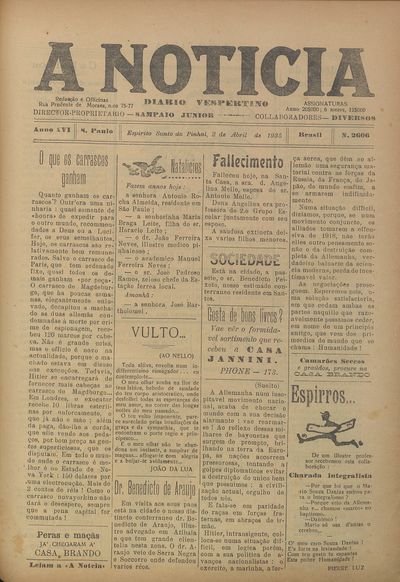 Capa de um dos jornais.