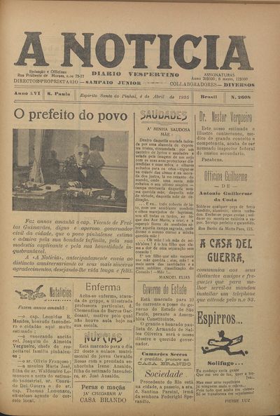 Capa de um dos jornais.