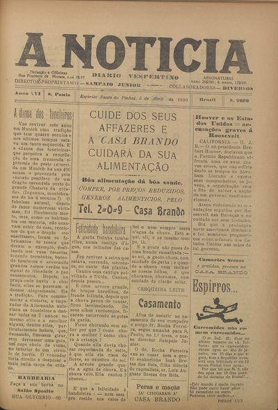 Capa de um dos jornais.