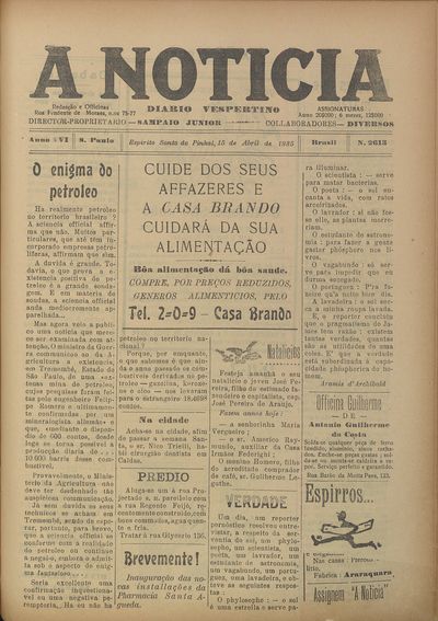 Capa de um dos jornais.