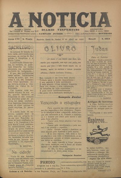 Capa de um dos jornais.