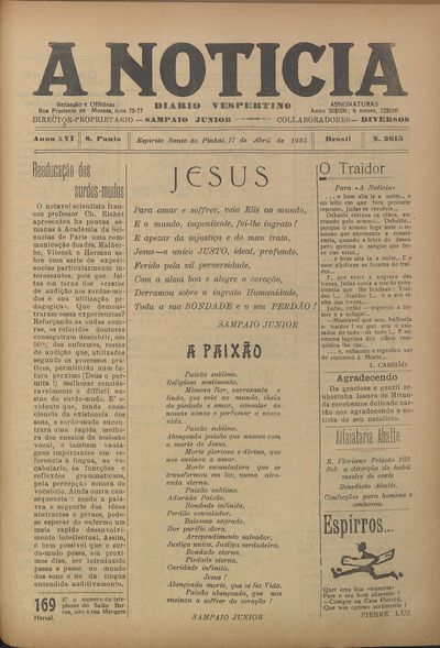 Capa de um dos jornais.