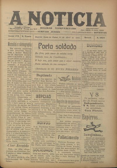 Capa de um dos jornais.