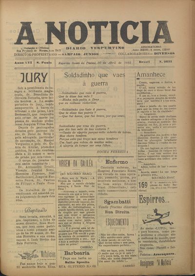 Capa de um dos jornais.