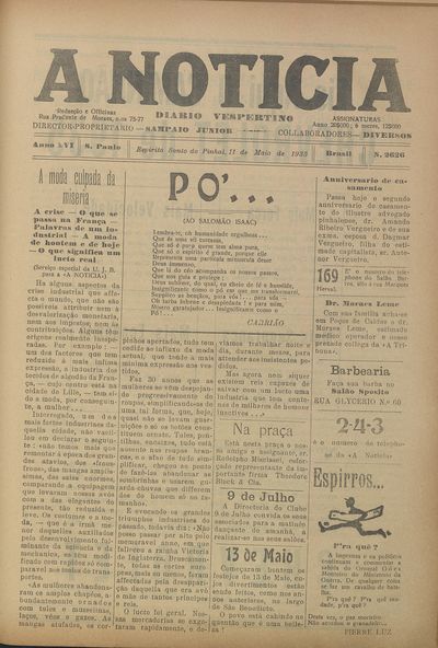 Capa de um dos jornais.