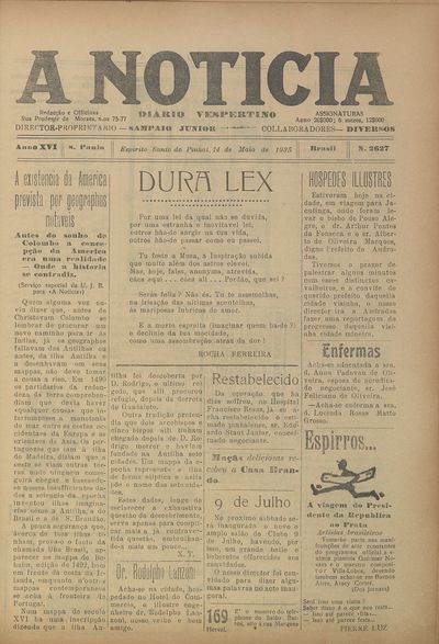 Capa de um dos jornais.