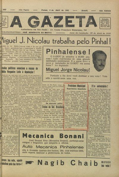 Capa de um dos jornais.