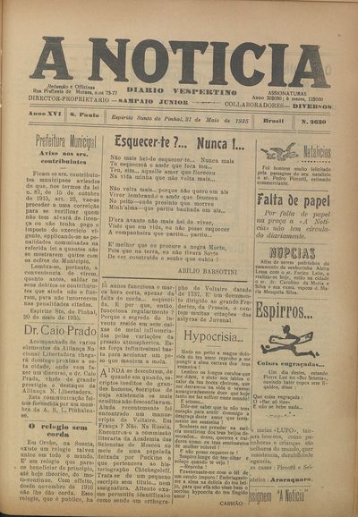 Capa de um dos jornais.