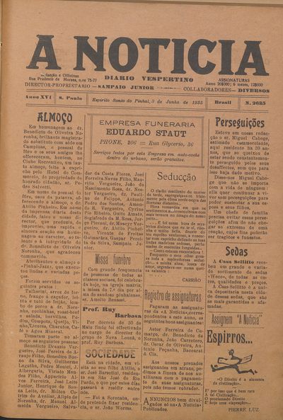 Capa de um dos jornais.