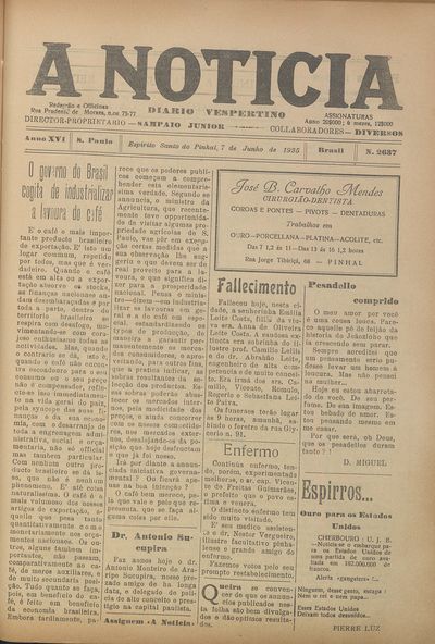 Capa de um dos jornais.