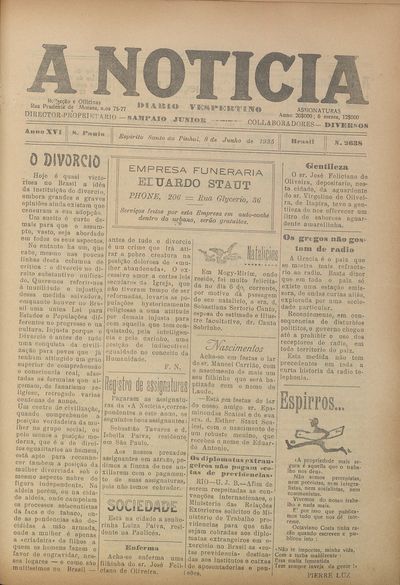Capa de um dos jornais.