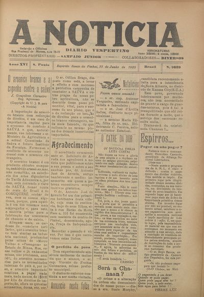 Capa de um dos jornais.