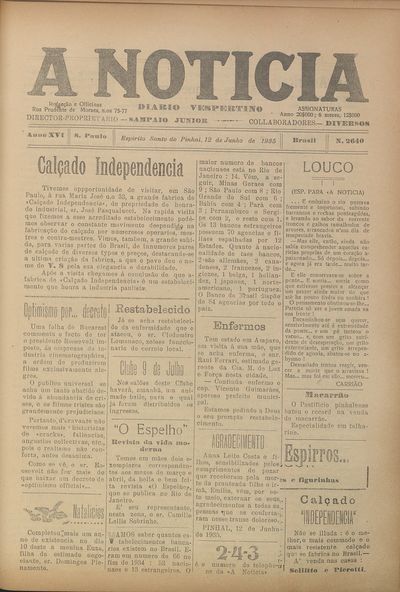 Capa de um dos jornais.