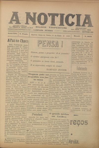 Capa de um dos jornais.