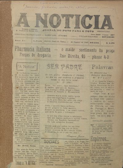 Capa de um dos jornais.