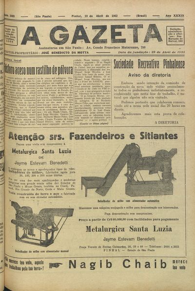 Capa de um dos jornais.