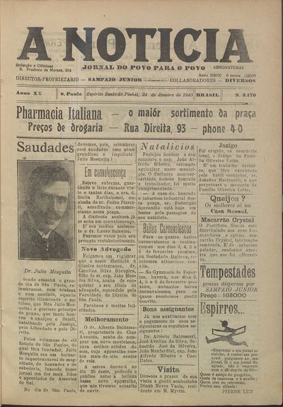 Capa de um dos jornais.