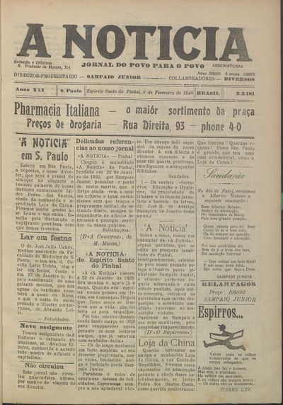 Capa de um dos jornais.