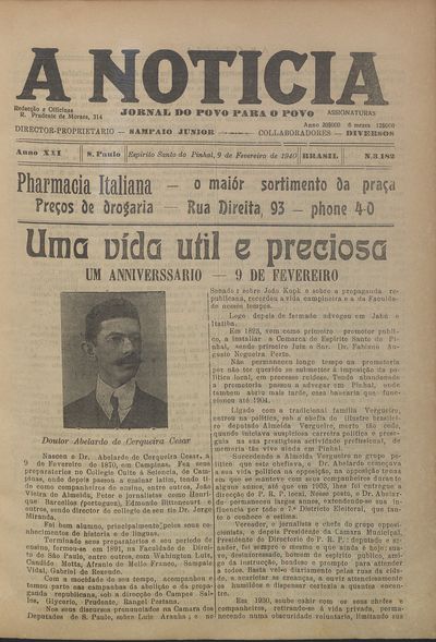 Capa de um dos jornais.