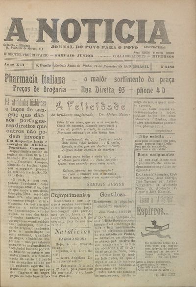 Capa de um dos jornais.