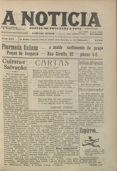 Capa de um dos jornais.