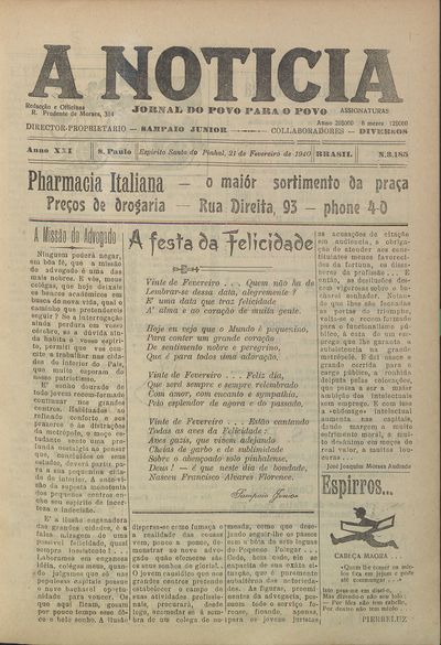 Capa de um dos jornais.