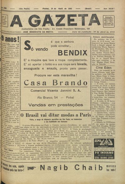 Capa de um dos jornais.