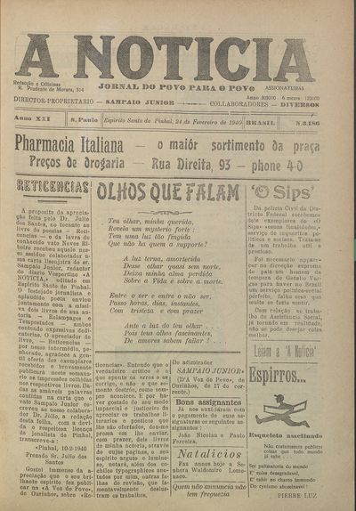Capa de um dos jornais.