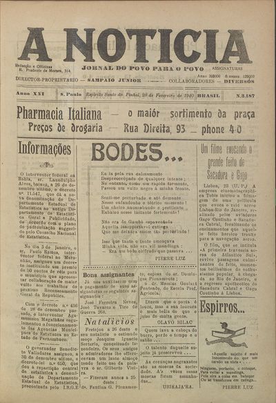 Capa de um dos jornais.