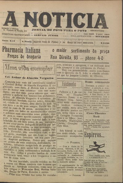 Capa de um dos jornais.