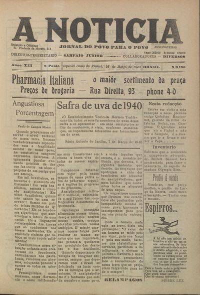 Capa de um dos jornais.