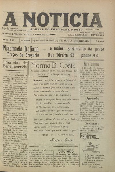 Capa de um dos jornais.