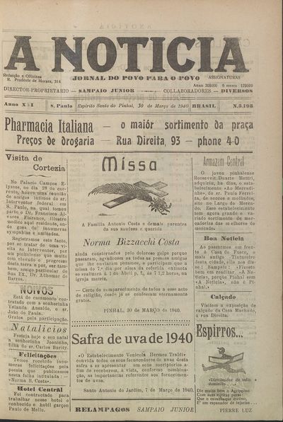 Capa de um dos jornais.