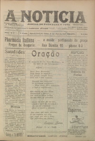 Capa de um dos jornais.