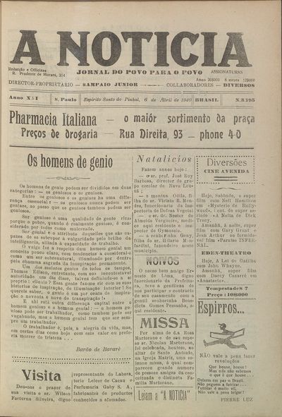 Capa de um dos jornais.