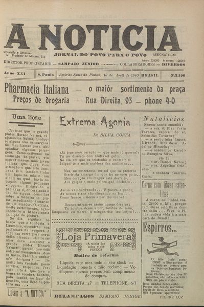 Capa de um dos jornais.