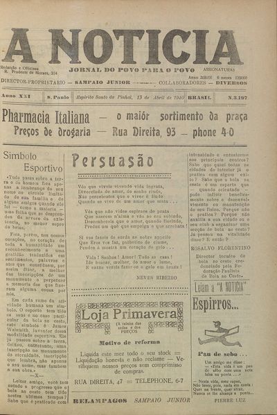 Capa de um dos jornais.