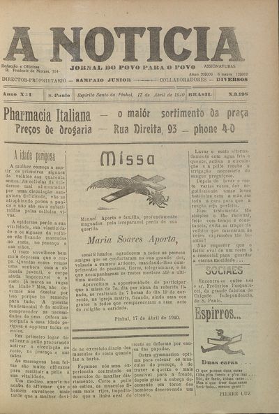 Capa de um dos jornais.