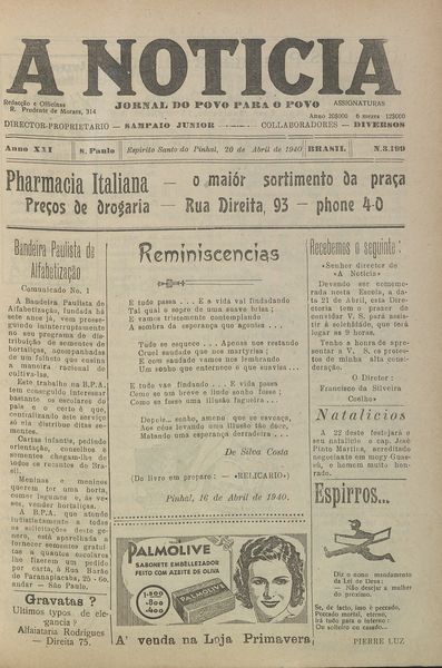 Capa de um dos jornais.