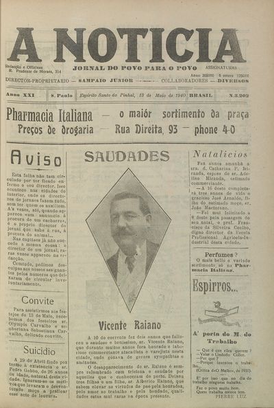 Capa de um dos jornais.