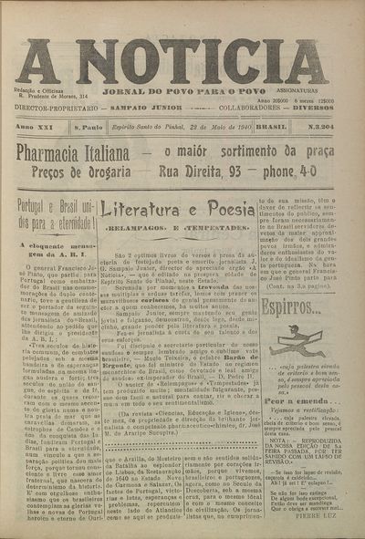 Capa de um dos jornais.