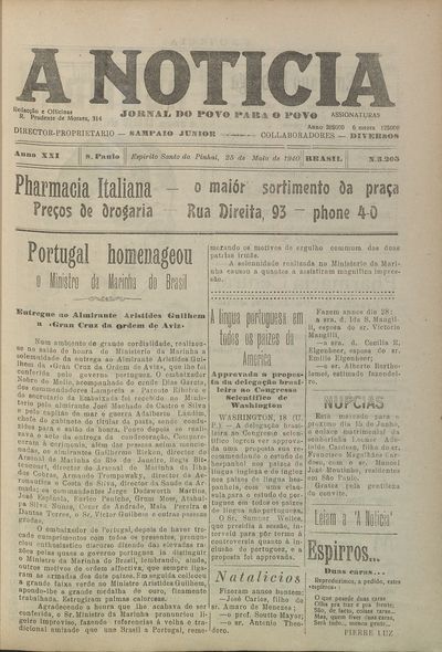 Capa de um dos jornais.