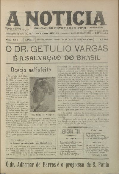Capa de um dos jornais.