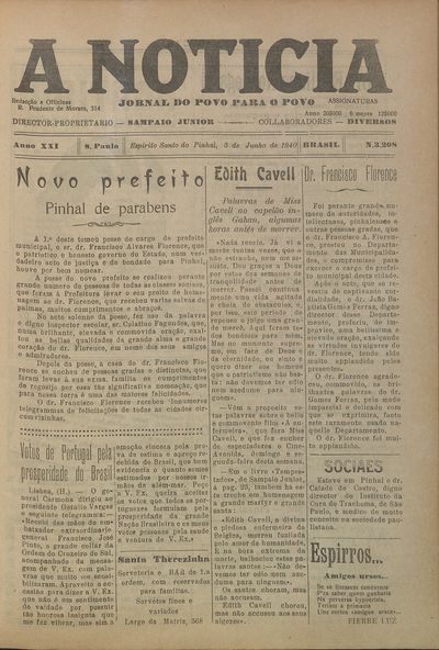 Capa de um dos jornais.