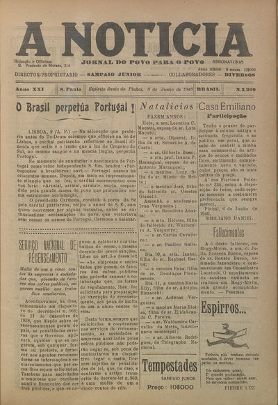 Capa de um dos jornais.