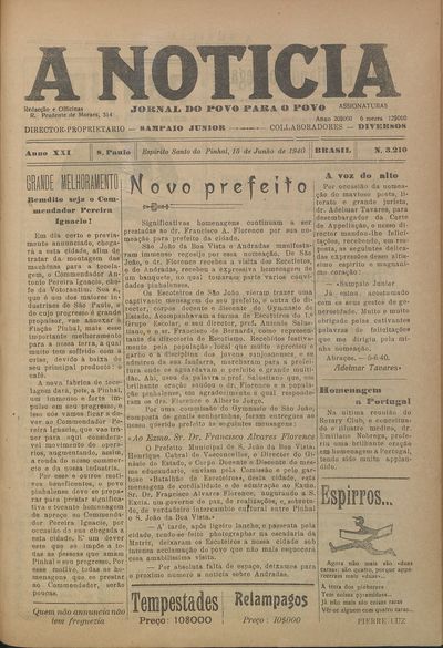 Capa de um dos jornais.