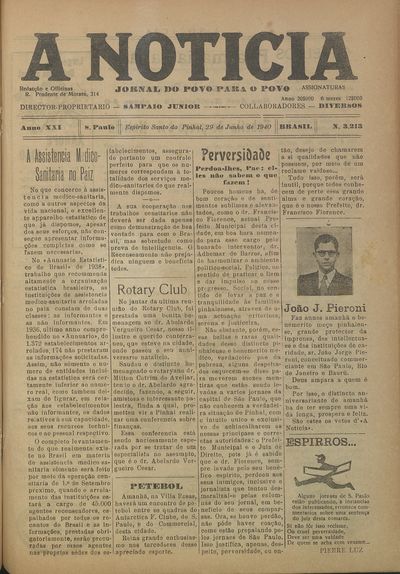 Capa de um dos jornais.