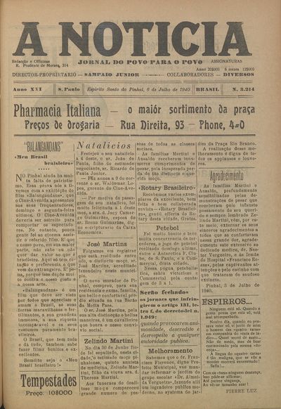 Capa de um dos jornais.