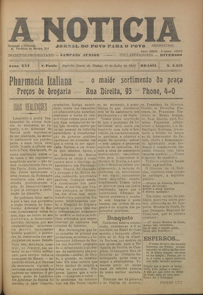 Capa de um dos jornais.