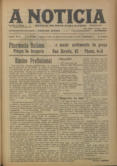 Capa de um dos jornais.